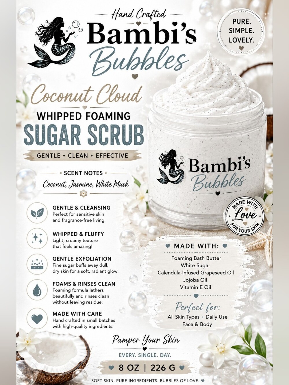 New! Bambi’s Bubbles Whipped Sugar Scrub 8oz - Picture 7 of 12